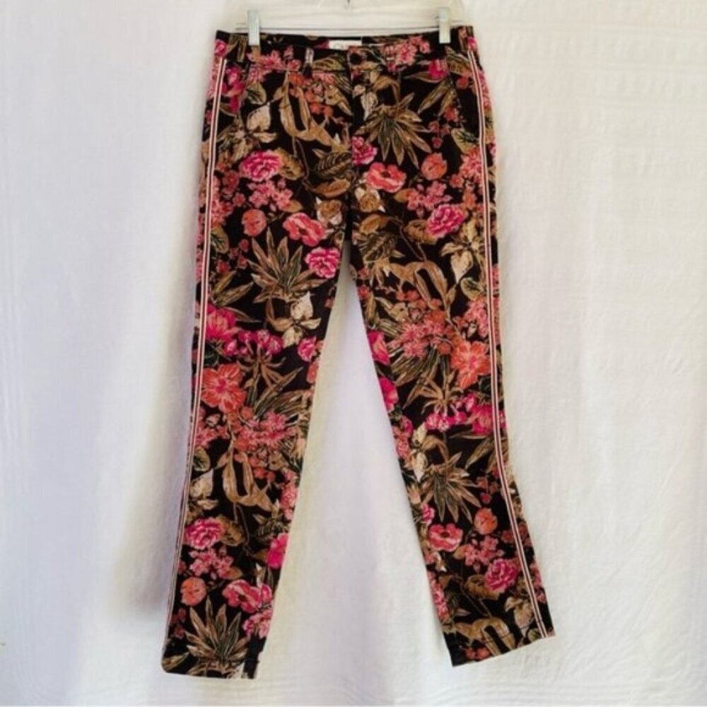 Chino Anthropologie Relaxed Fit Pants Womens 28 Tropical Floral Cottagecore Boho
